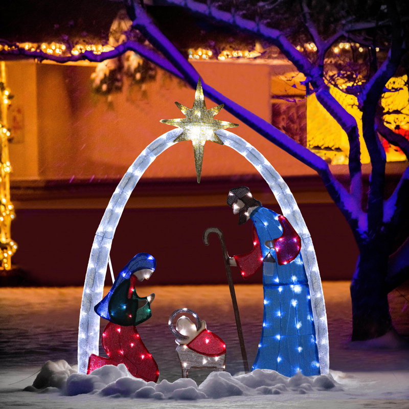 Crèche de Noël lumineuse 5 pi Gutierrez, Multi-couleur