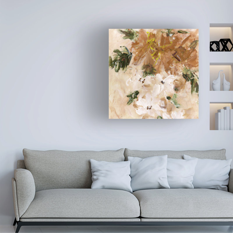 Art mural sur toile tendue - «Faded Florals II» de Melissa Wang pour décoration de salon, de chambre à coucher ou de bureau - 18 x 18