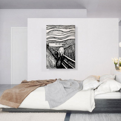 " The Scream Black And White 1895 " by Edvard Munch Painting Print