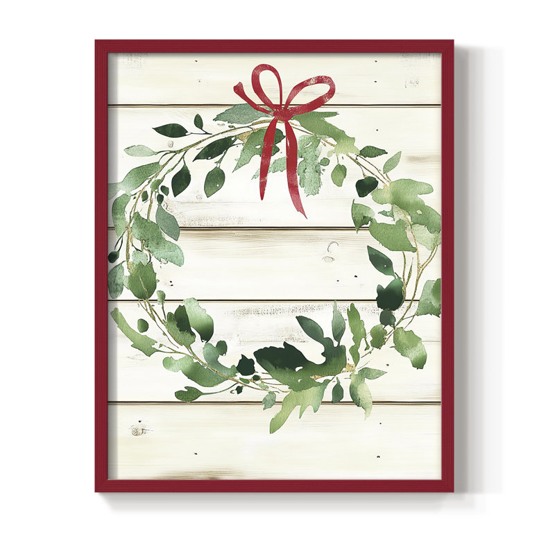 «Christmas Holiday», art encadré Dcccxxxvi - bois massif, H 30 po x l 24 po, Rouge