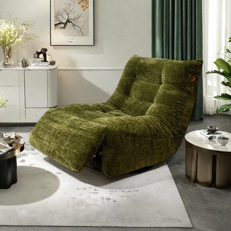Chenille Fabric 360° Rotation Function Recliner, Green