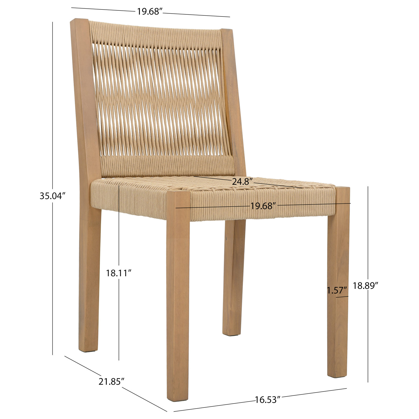 Acacia Patio Side Chair, Oak / Tan