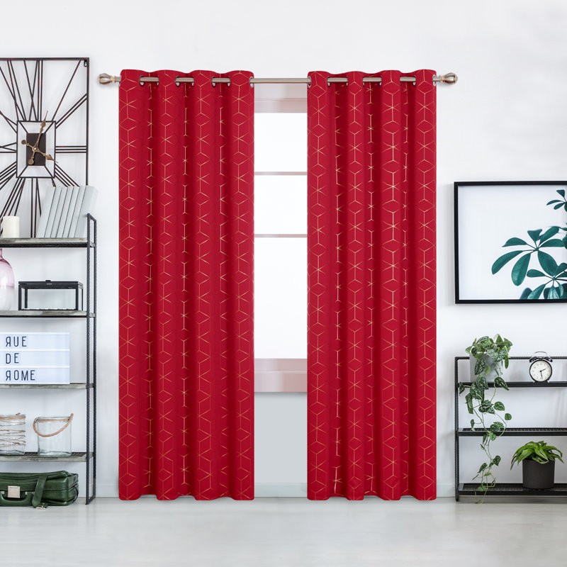 Malone Room Darkening Thermal Curtain, Width 117 x Drop 229cm, Red