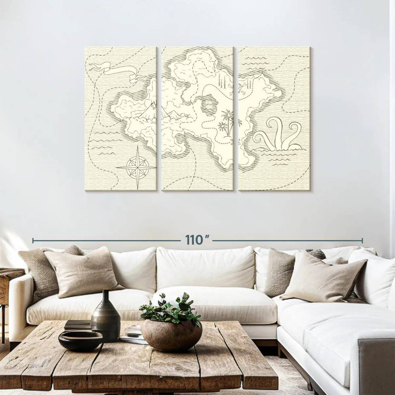 Aliaz Pirate Treasure Island Map, 48" H x 74" W