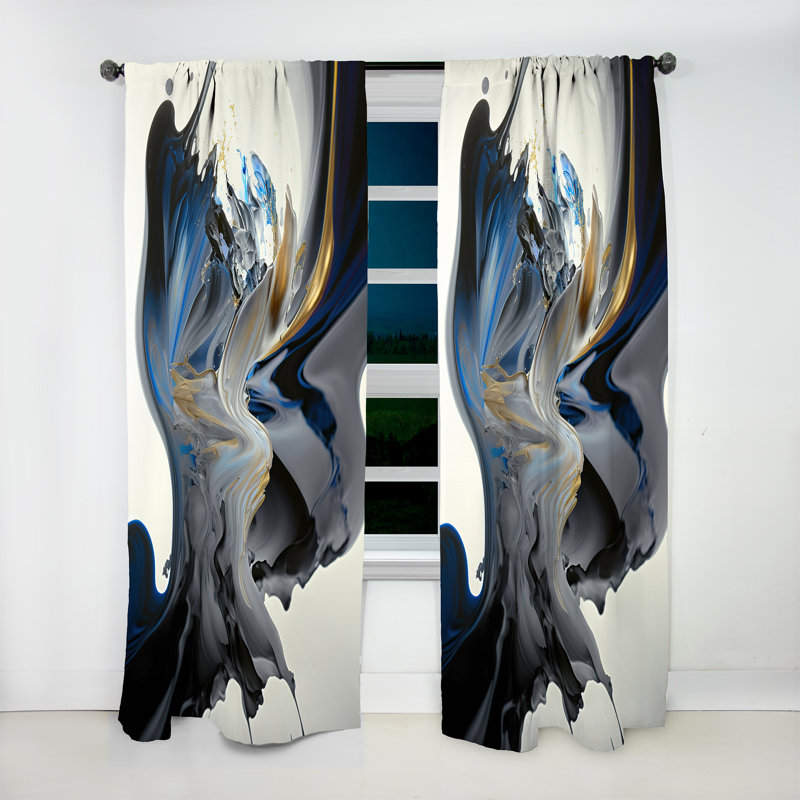 Bright Blue Smooth Abstract I - Rideau en velours abstrait - 1 panneau, L 52 po x L 95 po