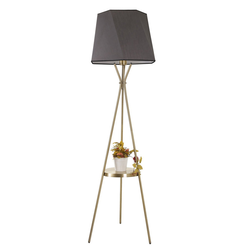 Breigha 165cm Tray Table Floor Lamp, Grey