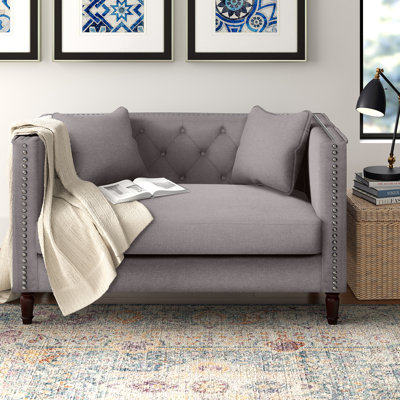 Causeuse Chesterfield en lin 49,6 po Meaghan