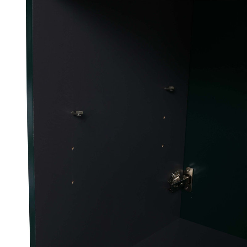 Meuble-lavabo autoportant avec lavabo en résine et portes d'armoire à fermeture en douceur, offrant des tablettes réglables et des poignées en métal personnalisables pour plus de commodité