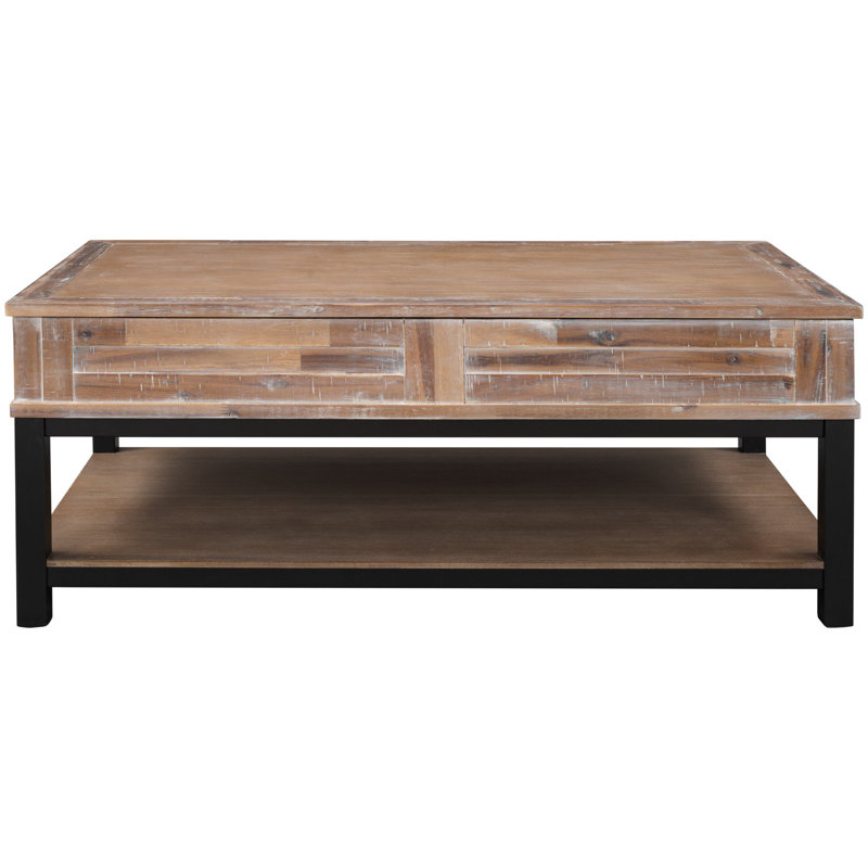 Table basse à plateau relevable avec rangement et tablette, Marron