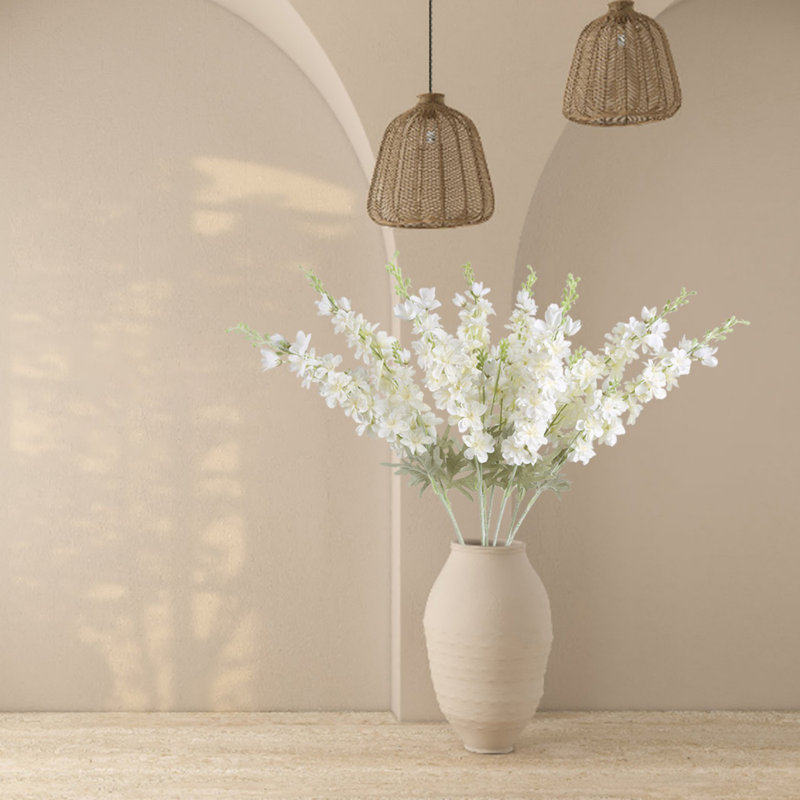 6 Pcs Delphinium Artificial Flowers For Tall Vase Larkspur Fake Flowers 33.5In Long Stem Faux Silk Flowers For Home Wedding Baby Shower Floral Arrangement Centerpiece Table Decorations