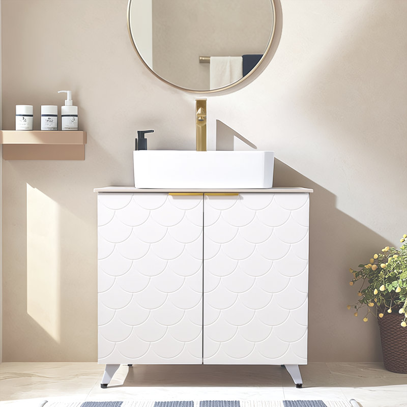 Ensemble de meuble-lavabo simple 30 po blanc moderne, 30", Forme rectangulaire