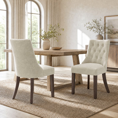 Tufted Upholstered Dining Chairs, Armless Accent Chair with Button Tufting, Modern Parsons Chair for Kitchen, Living Room, Vanity