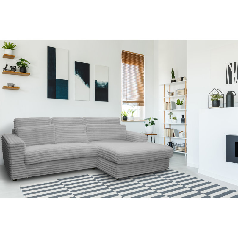 Nicodem 3 Seater Corner Sofa , Right facing, Grey/Brown/Blue