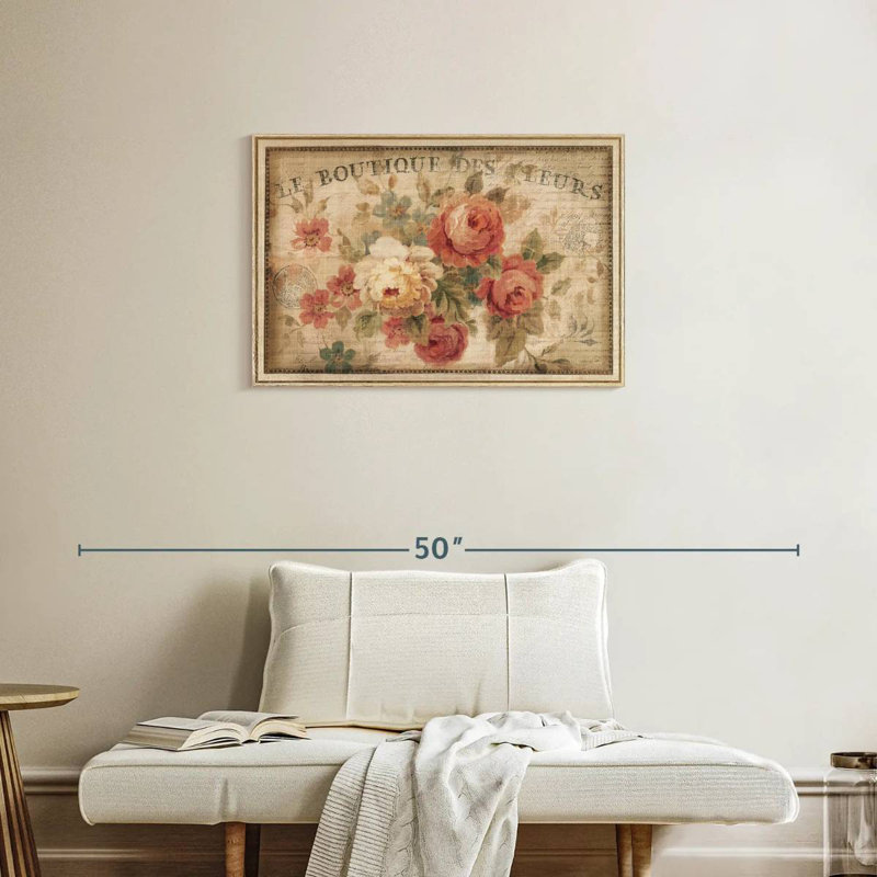 Fleurs parisiennes III, Cadre flottant en bois naturel, 31 po x 21 po