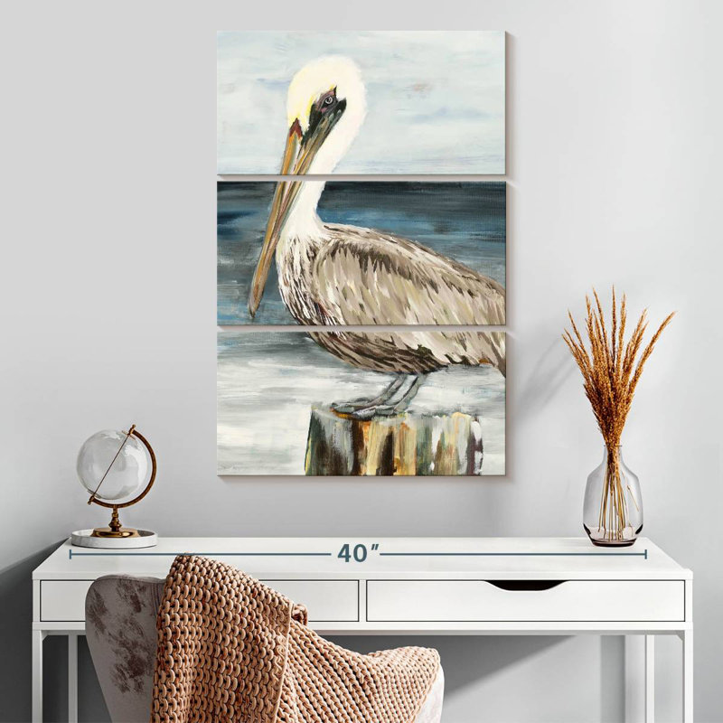 Brampt Muted Perched Pelican, 32" H x 20" W
