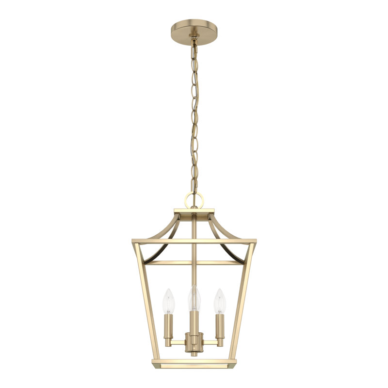 Laurel Ridge 4 - Light Lantern Geometric Chandelier, 21.5" H x 12" W x  12" D, Alturas Gold