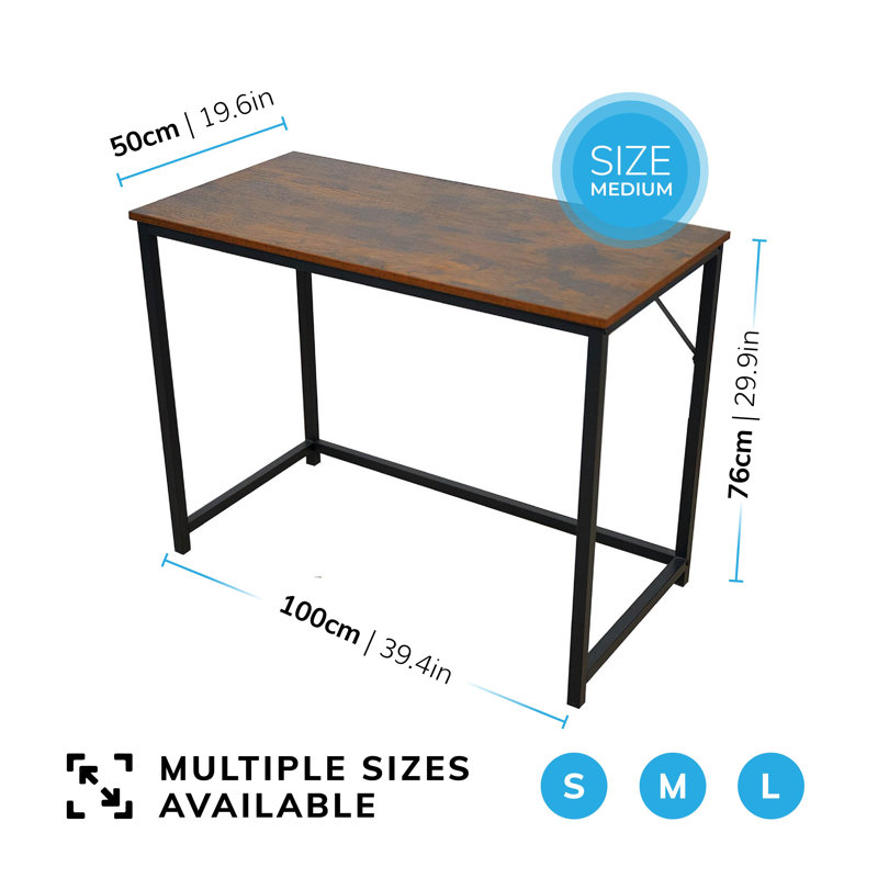 Oira Steel Computer Desk, 76cm H x 100cm W x 50cm D, Brown/Black