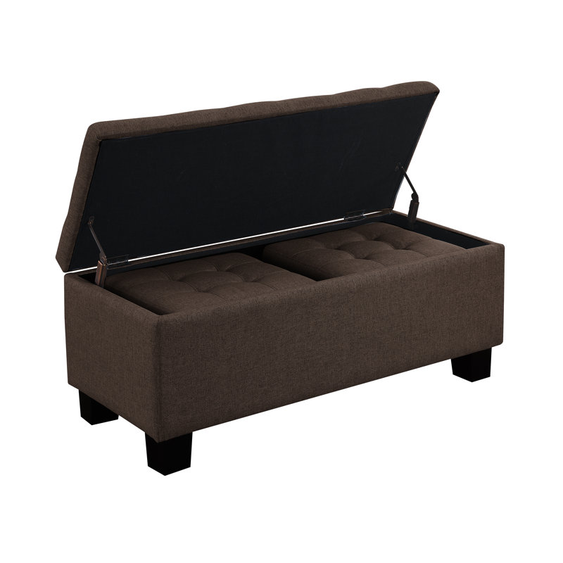Markleville Polyester Upholstered Storage Bench, Brown