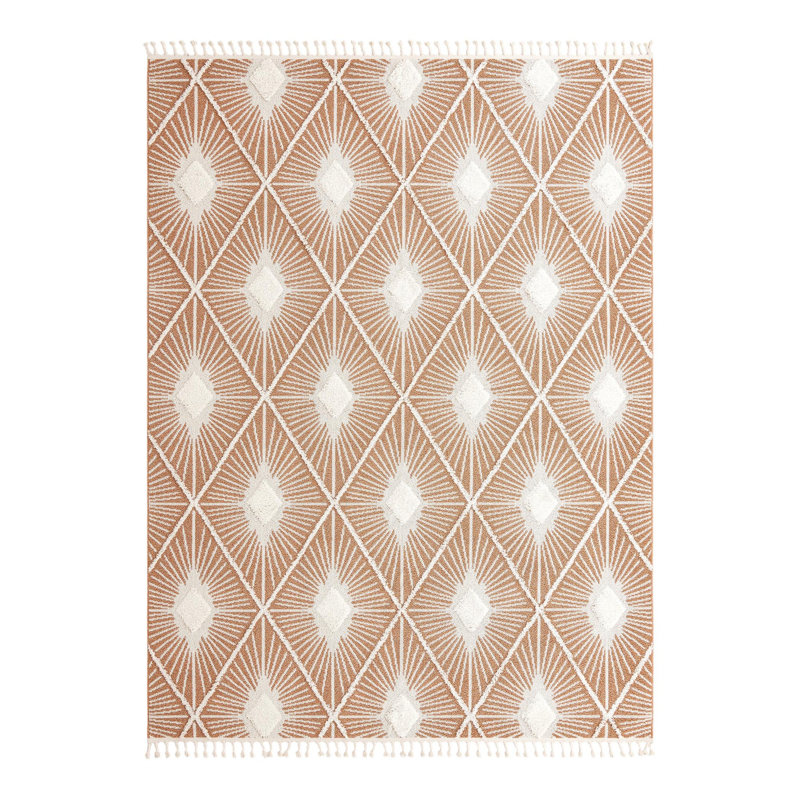 Jessilyn Geometric Machine Woven Polyester Area Rug in Rust/Red, Rectangle 10' x 13'1"