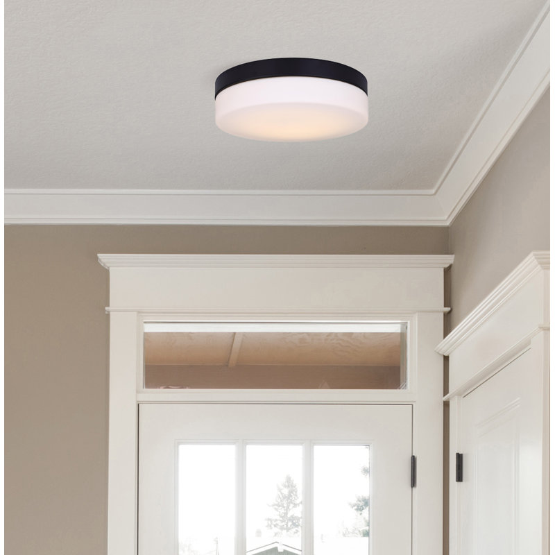 Plafonnier encastré cylindrique à 1 lumière de 9,38 po Valera, H 3,18 po x l 9,38 po x P 9,38 po, Noir