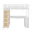 Lit mezzanine simple avec échelle, tablettes et bureau