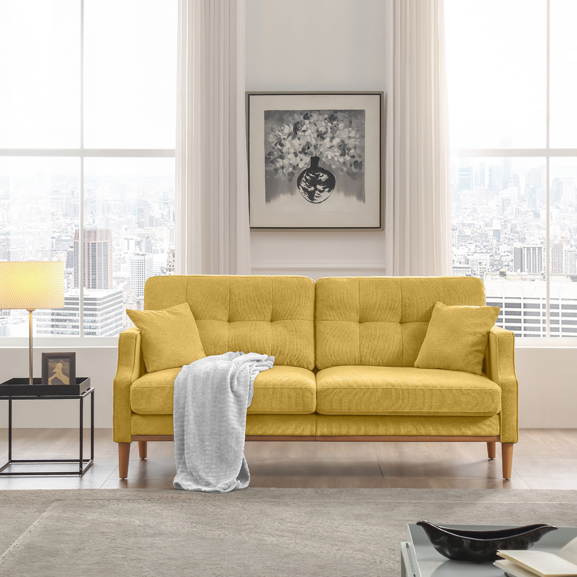 Latitude Run® Mid Century Modern Sofa Tufted loveseat Small Couches For