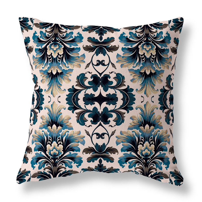 Damask Rapture Damask Reversible Throw Pillow, 20"H x 20"W, Green/Beige
