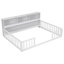 Lit double au sol avec bibliothèque latérale, tablettes et garde-corps en blanc, assemblage facile pour la chambre à coucher