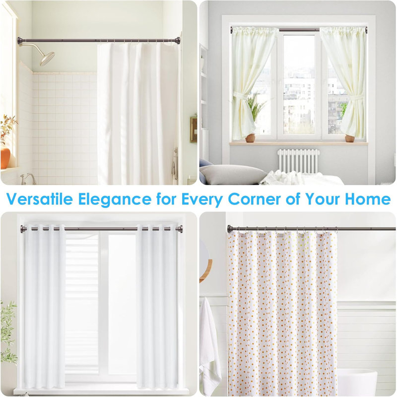 Bronze Adjustable Tension Shower Curtain Rod with Anti-Slip Pads
