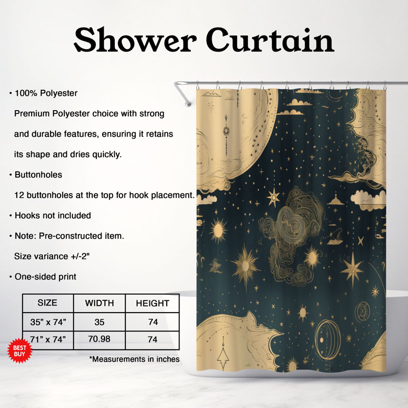Rideau de douche abstrait Mowlud, H 74 po x l 71 po