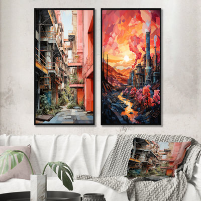 «Peach Process Popart Factory», ensemble de 2 impressions sur toile