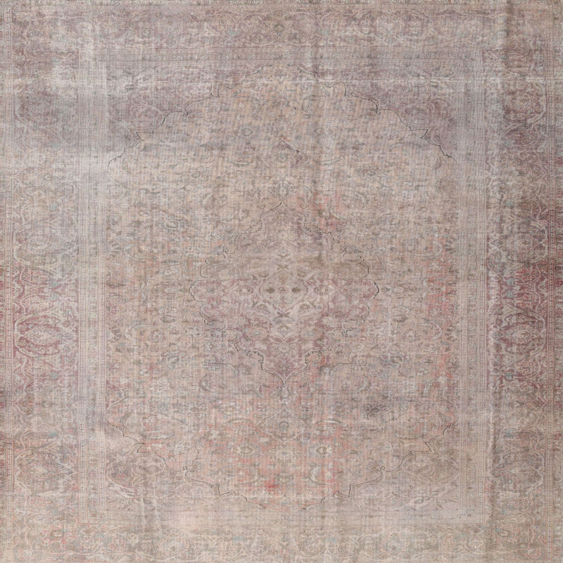 Tapis beige/brun clair traditionnel, Carré 3 pi