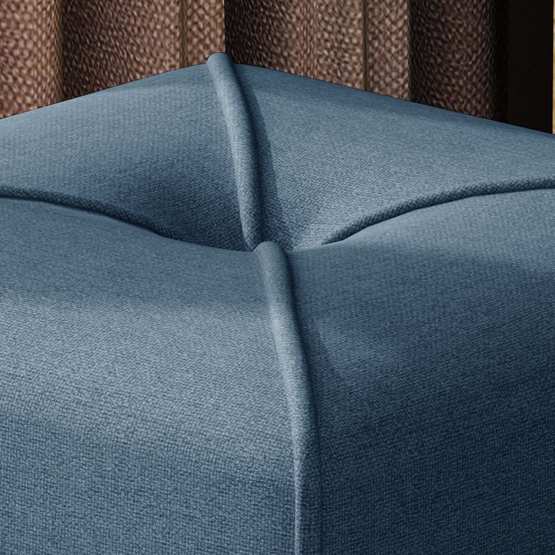 Cassella Upholstered Ottoman, Navy Performance Basketweave