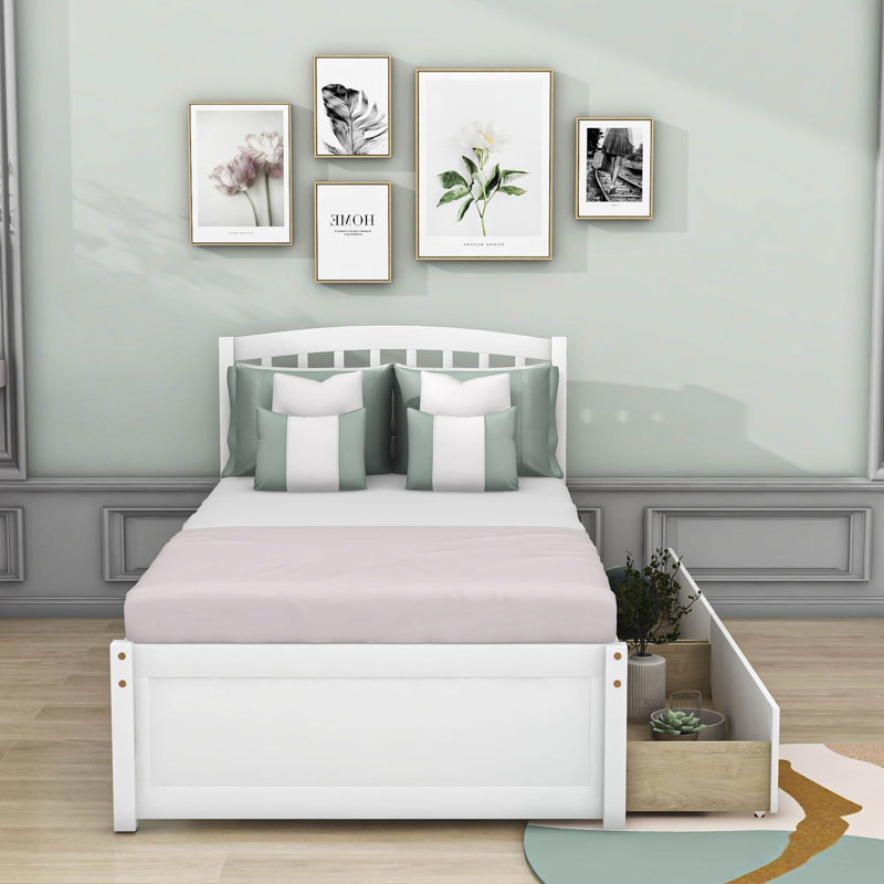 Eljay Twin Storage Platform Bed with Drawers, White