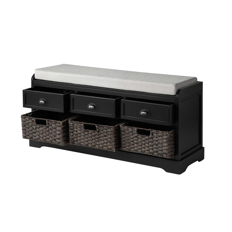 Banc de rangement avec tiroirs Gokey, Noir, noir, noir, noir