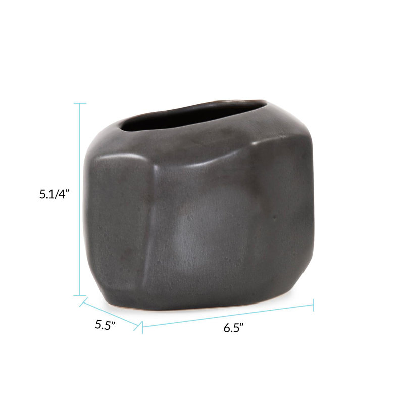 Vase gris Alamo - moyen, H 5 po x l 8,5 po x P 6,25 po