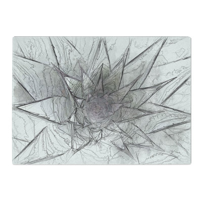 Tempered Glass Green & Purple Succulent Chopping Board
