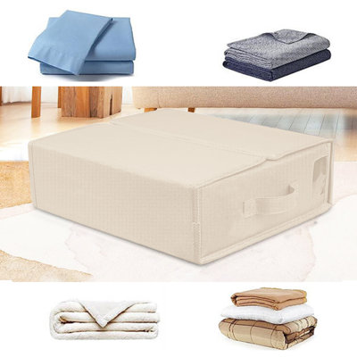 Organisateur de draps de lit, organisateur de draps pliable et rangement, boîte de rangement pliable pour ensemble de housse de couette, organisateur de garde-robe en lin pour couvertures de literie