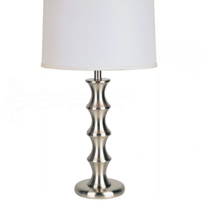 Lampe de table haute en acier 29,5 po avec finition nickel satiné, abat-jour en lin