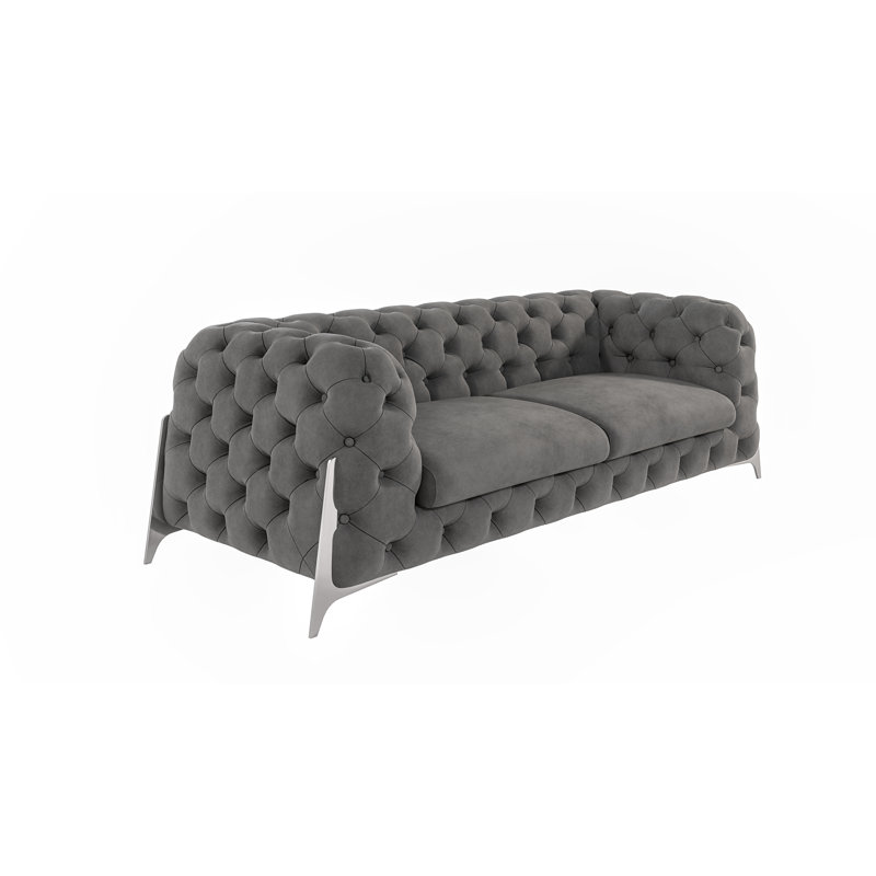 Juneri 3 Seater Velvet Sofa, Grey