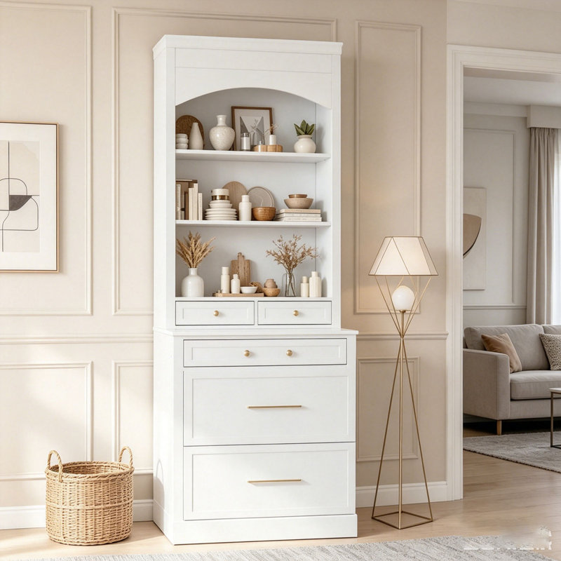 Garde-manger moderne de 83,7 pouces de hauteur, Blanc