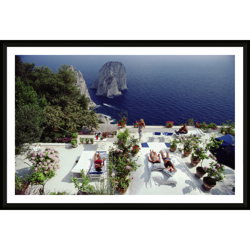 Il Canille Print by Slim Aarons, 31.75" H x 42.75" W x 2.125" D, Black Framed Paper