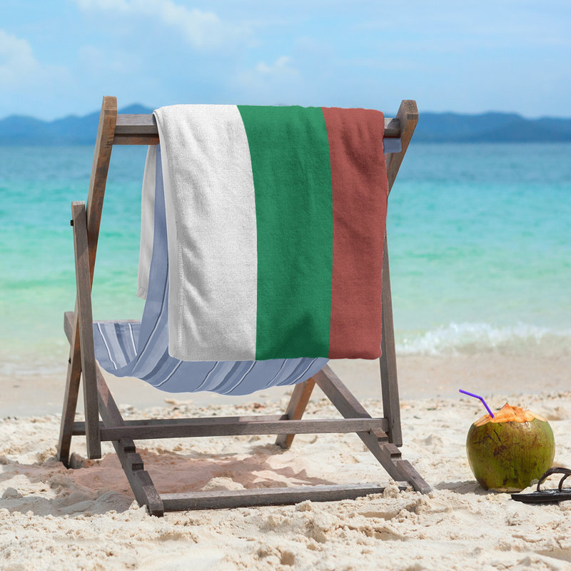 Cotton Blend Lightweight Beach Towel, Green/Gold