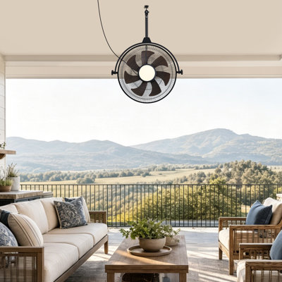 22" Outdoor IP65 Waterproof Ceiling Fan with LED Light Kit and Remote Control
