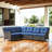 Deb 100.2" Wide Outdoor L-Shaped Patio Set With Cushions-145000312-145000313