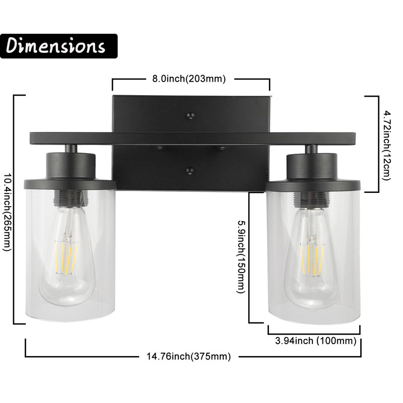 Addam 2 - Light Dimmable Vanity Light, Black