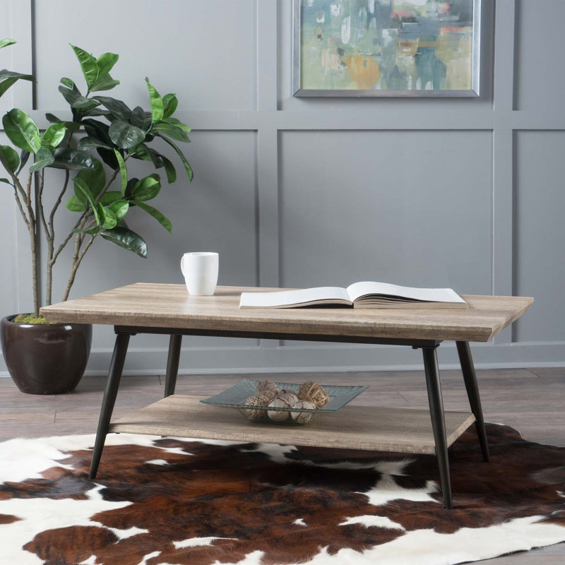 Table basse polyvalente style Mid-Century avec rangement supplémentaire et design élégant