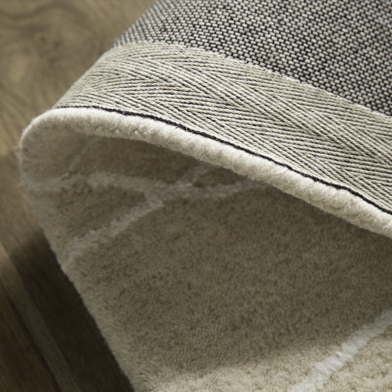 Tapis ivoire en laine touffeté à la main Fallon, Rectangle 8 pi 6 po x 11 pi 6 po