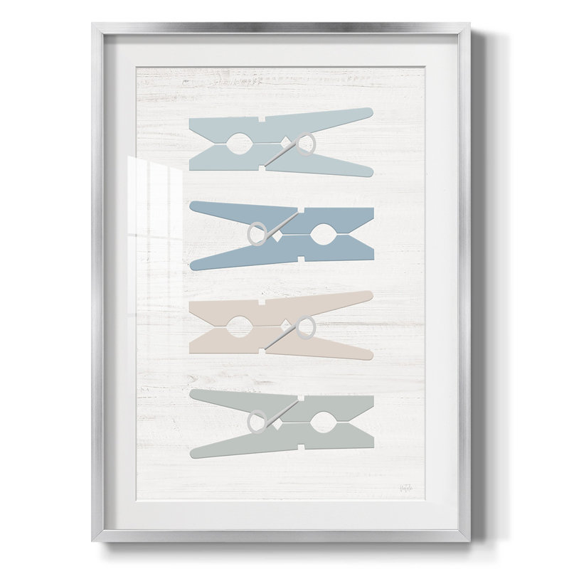 Laundry Pins -Framed Print, 25.5" H x 17.5" W, Silver