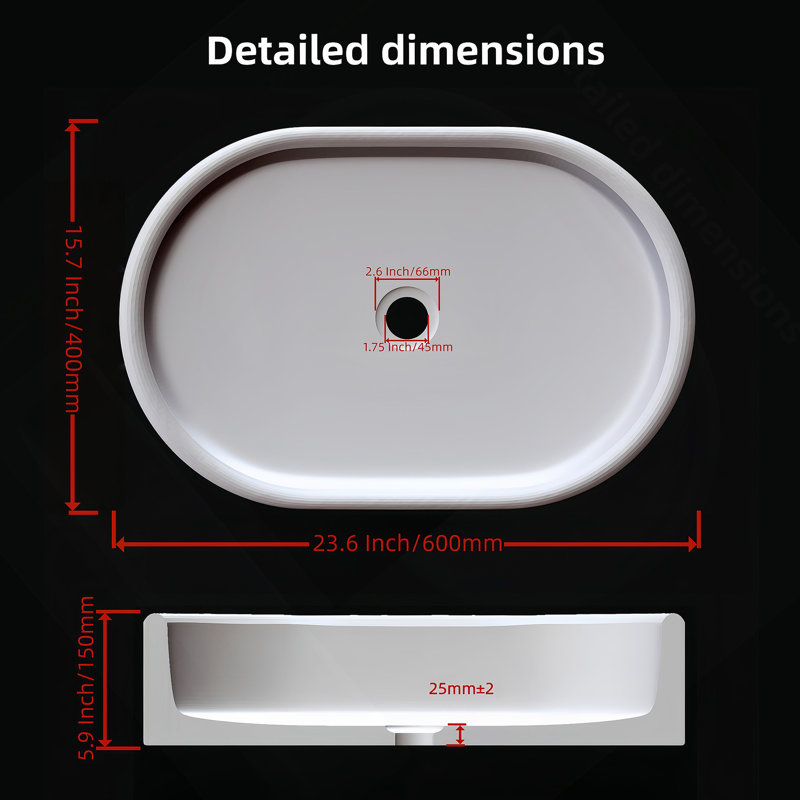 Lavabo vasque, lavabo ovale pour salle de bains, Beige